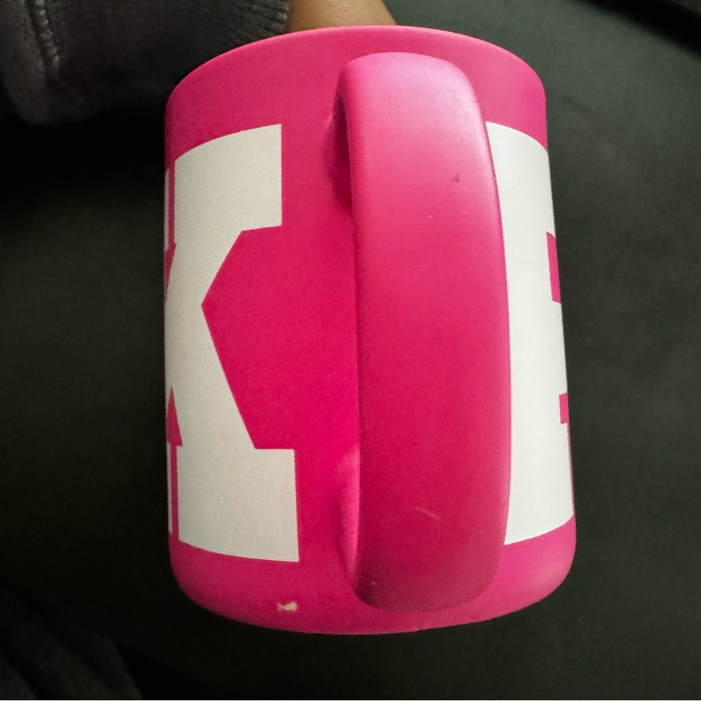 VS PINK Hot Magenta Pink Classic White Logo Oversized Ceramic Coffee Mug XL Cup - Picture 7 of 7